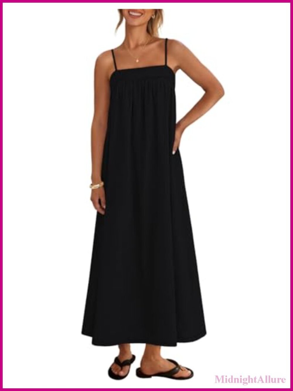 Women's Linen Blend Maxi Dress, Adjustable Spaghetti Strap, Square Neck,